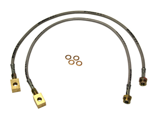 Brake Hose Kit - DOT Approved - Braided Stainless - 4 to 8 in Lift - Front - Ford Compact SUV / Truck 1983-88 - Kit