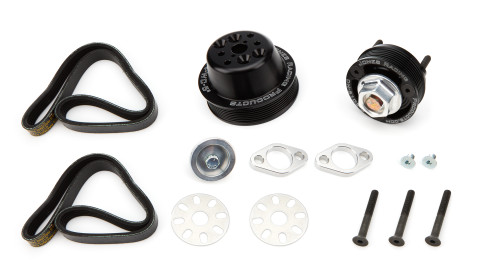 Pulley Kit - 6-Rib / 7-Rib Serpentine - Aluminum - Black Anodized - Small Block Chevy - Kit