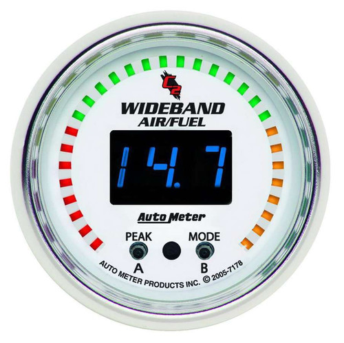 Air-Fuel Ratio Gauge - C2 - Wideband - 6:1-20:1 AFR - Electric - Digital - 2-1/16 in Diameter - White Face - Each