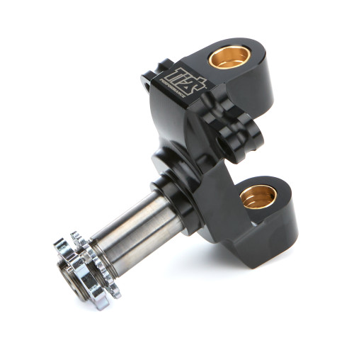 Spindle - Aluminum Body - 9 Degree Titanium Snout - Titanium Locknut Included - Aluminum / Titanium - Black Anodized / Natural - Sprint Car - Each