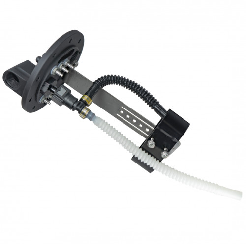 Fuel Pump Hanger - Dual Pump - 10 Bolt Flange - 8 AN Fittings - Hoses Included - Aluminum - Black Anodized - Each