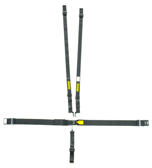 Harness - 5 Point - Latch and Link - SFI 16.1 - Pull Down Left Adjust - Wrap Around - Individual Harness - HANS Ready - Black - Kit