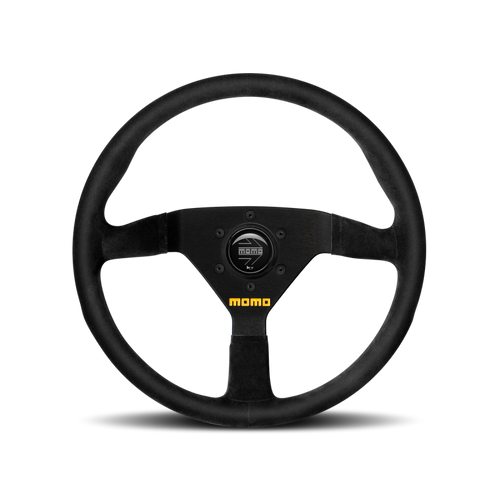 Steering Wheel - MOD 78 - 320 mm Diameter - 40 mm Dish - 3-Spoke - Black Leather Grip - Aluminum - Black Anodized - Each