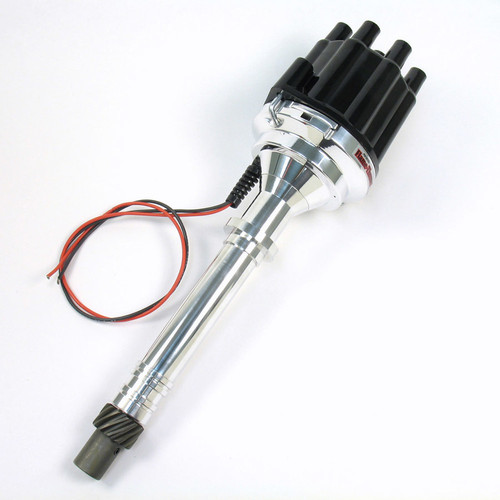Distributor - Flame-Thrower Plug N Play Billet - Magnetic Pickup - Mechanical Advance - Socket Style - Black - Chevy V8 - Each
