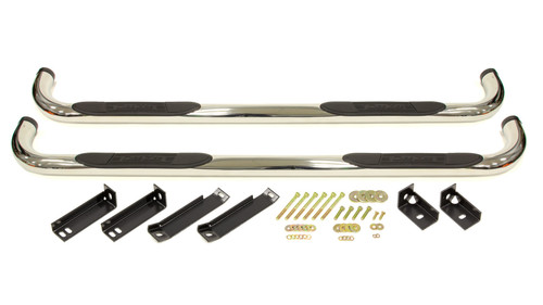 Step Bars - 3 in OD Bent - Mount Kit Included - Stainless - Polished - Extended Cab - GM Fullsize Truck 1999-2019 - Pair