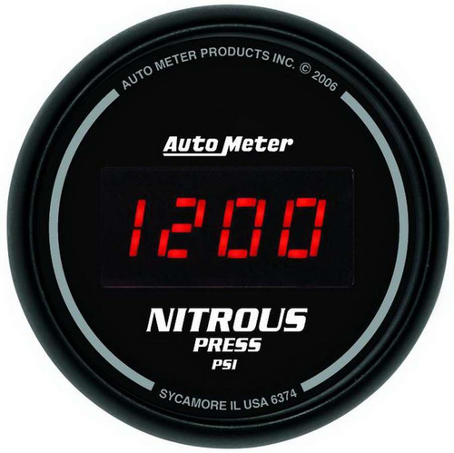 Nitrous Pressure Gauge - Sport-Comp - 0-1600 psi - Electric - Digital - 2-1/16 in Diameter - Black Face - Each