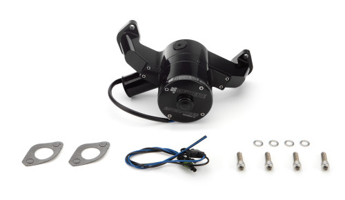 Water Pump - Electric - Hi-Flow 300 Series - 1-3/4 in Hose Barb Inlet - Gaskets / Inlet Port / Hardware / Wiring - Aluminum - Black Anodized - Big Block Chevy - Kit