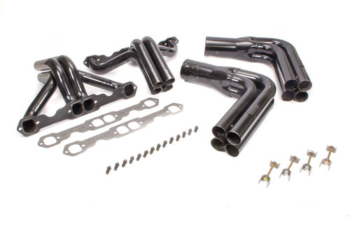 Headers - IMCA Modified - 1-3/4 to 1-7/8 in Primary - Steel - Black Paint - Small Block Chevy - Kit