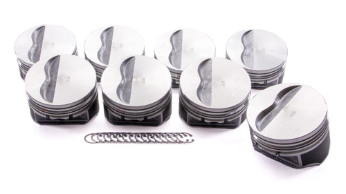 Piston - Claimer Series - Hypereutectic - 4.155 in Bore - 5/64 x 5/64 x 3/16 in Ring Grooves - Minus 5.00 cc - Small Block Chevy - Set of 8