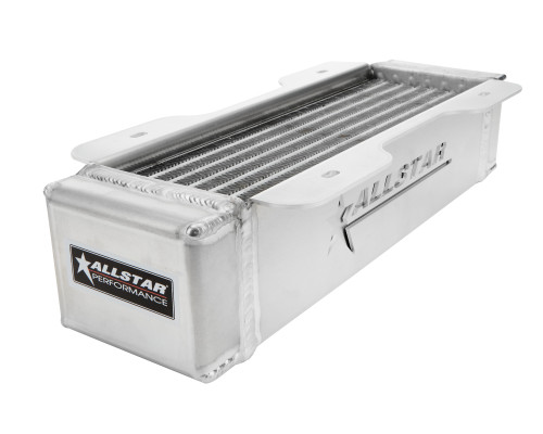 Fluid Cooler - 4 x 15 x 3.5 in - Plate Type - 10 AN Male Inlet / Outlet - 1/2 in NPT Female Port - Aluminum - Natural - Engine Oil - Each
