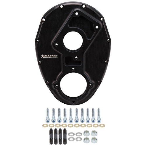Timing Cover - 1-Piece - Camshaft Drive - Aluminum - Black Anodized - Small Block Chevy - Sprint Car - Each Timing Cover - 1-Piece - Camshaft Drive - Aluminum - Black Anodized - Small Block Chevy - Sprint Car - Each