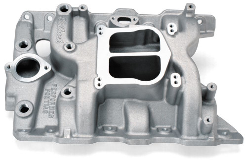 Intake Manifold - Performer Pontiac - Spread / Square Bore - Dual Plane - Aluminum - Natural - Pontiac V8 - Each