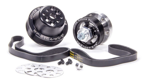 Pulley Kit - 6-Rib Serpentine - Aluminum - Black Anodized - Small Block Ford - Kit