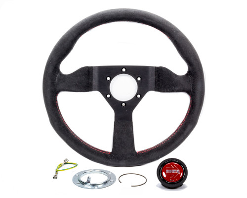 Steering Wheel - Montecarlo Alcantara - 320 mm Diameter - 40 mm Dish - 3-Spoke - Black Alcantara Grip - Aluminum - Black Anodized - Each