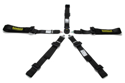 Harness - Profi 2x2 - 5 Point - Camlock - SFI 16.1 - Pull Up Adjust - Wrap Around - Individual Harness - HANS Ready - Black - Kit