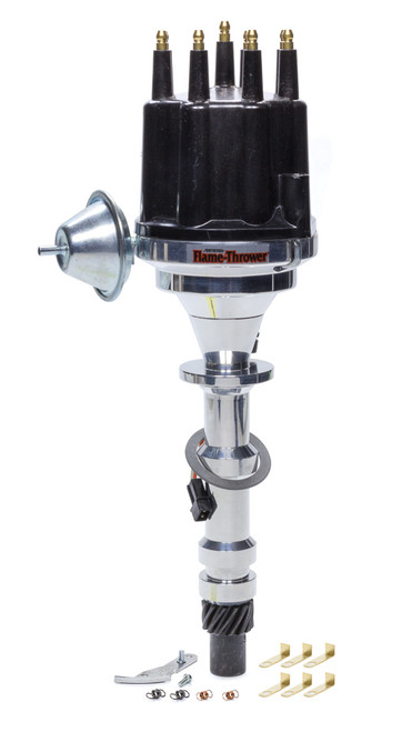 Distributor - Flame-Thrower Plug N Play Billet - Magnetic Pickup - Mechanical Advance - HEI Style Terminal - Black - GM W-Series - Each