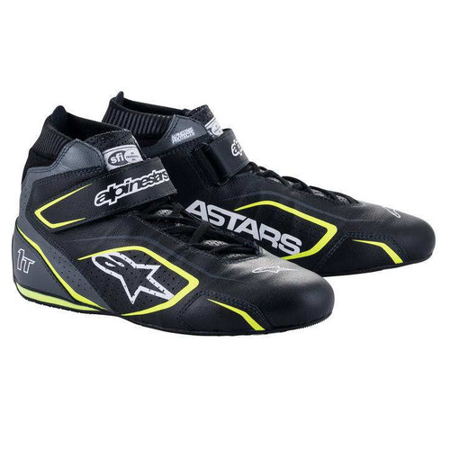 Driving Shoe - Tech 1-T V3 - Mid-Top - SFI 3.3/5 - Leather Outer - Nomex Inner - Black / Fluorescent Yellow - Size 10 - Pair