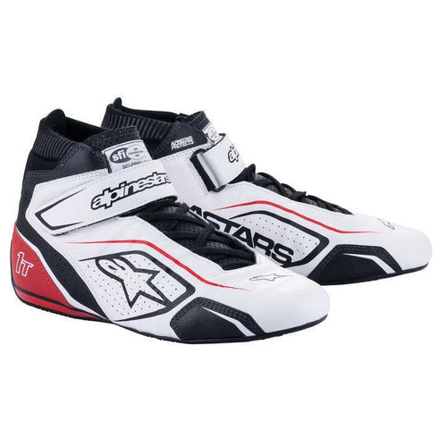 Driving Shoe - Tech 1-T V3 - Mid-Top - SFI 3.3/5 - Leather Outer - Nomex Inner - White / Black / Red - Size 10 - Pair
