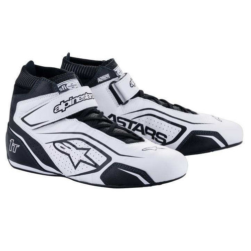 Driving Shoe - Tech 1-T V3 - Mid-Top - SFI 3.3/5 - Leather Outer - Nomex Inner - White / Black - Size 7.5 - Pair