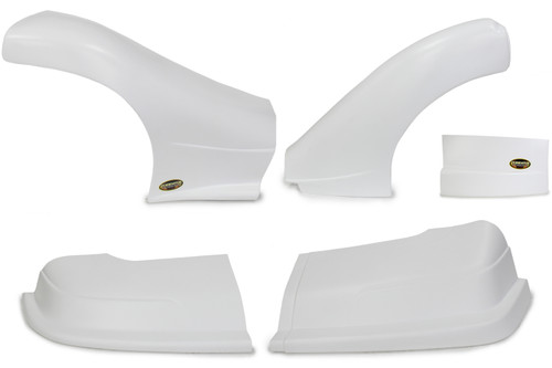 Nose - Dominator - Complete - Fenders Included - Plastic - White - Dirt Late Model - Kit