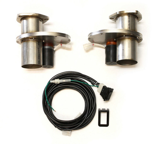 Exhaust Cut-Out - Electric - Bolt-On - Dual - 3 in Pipe Diameter - Hardware / Wire Harness Included - Stainless - Natural - Kit