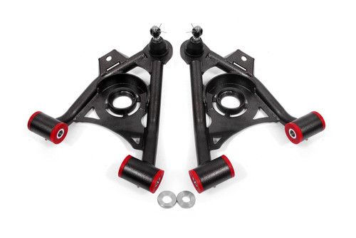Control Arm - Tubular - Lower - Ball Joint - Non-Adjustable - Polyurethane Bushings - Steel - Black Powder Coat - Ford Mustang 1979-1993 - Pair Control Arm - Tubular - Lower - Ball Joint - Non-Adjustable - Polyurethane Bushings - Steel - Black Powder Coat - Ford Mustang 1979-1993 - Pair