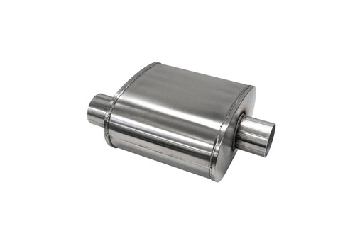 Muffler - Pro Series - 2.5 in Offset Inlet - 2.5 in Center Outlet - 10 x 11 x 6.25 in Oval Body - 16 in Long - Stainless - Natural - Universal - Each Muffler - Pro Series - 2.5 in Offset Inlet - 2.5 in Center Outlet - 10 x 11 x 6.25 in Oval Body - 16 in Long - Stainless - Natural - Universal - Each