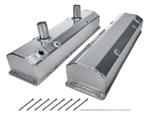 Valve Cover - Tall - Breather Tubes - Fabricated Aluminum - Natural - Small Block Chevy - Pair