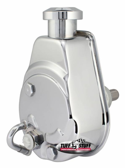 Power Steering Pump - Saginaw - 3 gpm - 1200 psi - Steel - Chrome - Small Block Chevy - GM Fullsize SUV / Truck 1975-79 - Each