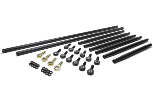 Complete Radius Rod Kit - Radius Rods / Panhard Bar / Tie Rods / Spherical Rod Ends / Hardware - Black Anodized - Triple X Sprint Cars - Kit