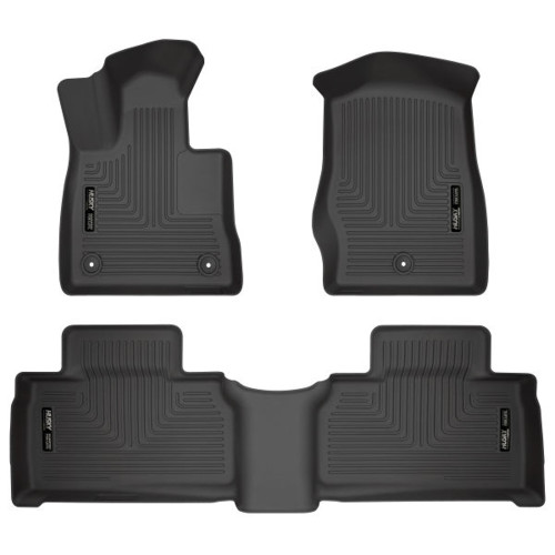 Floor Liner - WeatherBeater - Front / 2nd Row - Plastic - Black / Textured - Ford Midsize SUV 2020 - Kit