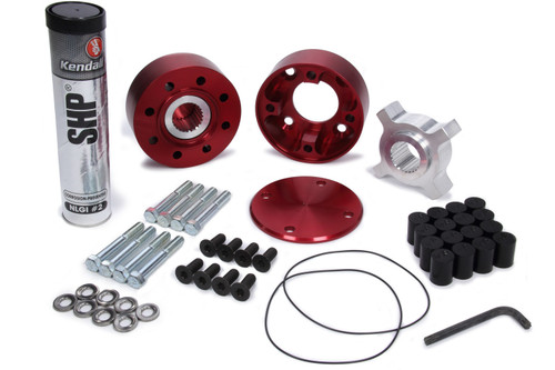 Drive Flange - Elastic Dynamic Dampener - 8-Bolt - 24 Spline - 80 Durometer Black Spool - Aluminum - Red Anodized - Wide 5 Hubs - Kit