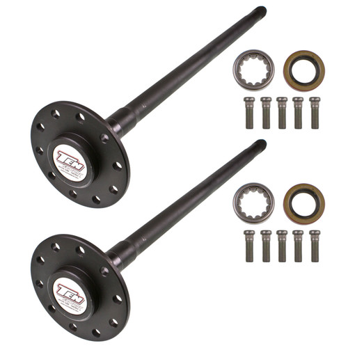 Axle Shaft - Performance Rear Axle Kit - 30.43 in Long - 28 Spline Carrier - 5 x 4.75 in Bolt Pattern - C-Clip - Chromoly - Black Oxide - GM 10-Bolt - Kit