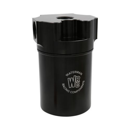 Fuel Filter - Canister - 100 Micron - Stainless Element - 12 AN Female Inlets - 12 AN Female Outlet - Aluminum - Black Anodized - Each