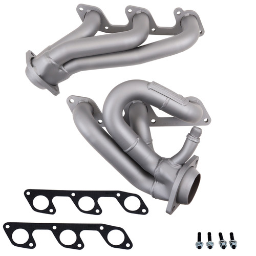 Headers - Tuned Length Shorty - 1-5/8 in Primary - Stock Collector Flange - Steel - Titanium Ceramic - Ford V6 - Ford Mustang 2005-10 - Pair