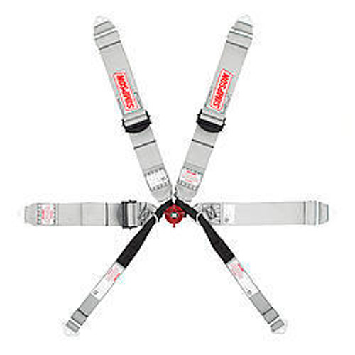 Harness - 6 Point - Rotary Camlock - SFI 16.5 - Pull Down Adjust - Bolt-On - Individual Harness - Platinum - Kit