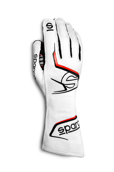 Driving Gloves - Arrow - SFI 3.3/5 - FIA Approved - Single Layer - Fire Retardant Fabric - White - Large - Pair