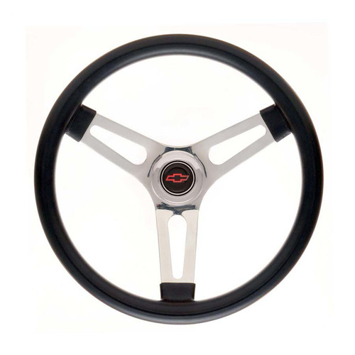 Steering Wheel - GT3 Competition - 15 in Diameter - Flat - 3-Spoke - Black Foam Grip - Aluminum - Polished - Each