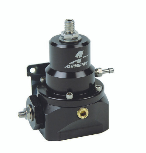 Fuel Pressure Regulator - Double-Adjustable - 3 to 21 psi - In-Line - 10 AN Female O-Ring Inlet - 10 AN O-Ring Return - 1/8 in NPT Port - Black Anodized - E85 / Gas / Diesel - Each Fuel Pressure Regulator - Double-Adjustable - 3 to 21 psi - In-Line - 10 AN Female O-Ring Inlet - 10 AN O-Ring Return - 1/8 in NPT Port - Black Anodized - E85 / Gas / Diesel - Each
