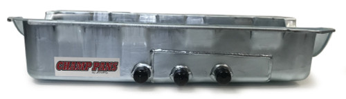 Engine Oil Pan - Dry Sump - 4-3/4 in Deep - Three 12 AN Male Passenger Side Pickups - Steel - Zinc Plated - Big Block Chevy - Each