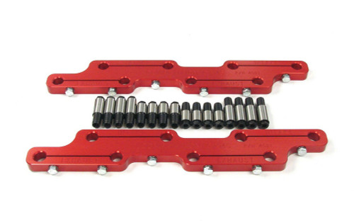 Rocker Arm Stud Girdle - 7/16-20 in Thread Studs - Aluminum - Red Anodized - Big Block Chevy - Kit