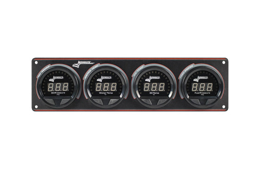 Gauge Panel Assembly - Waterproof LED - Digital - Fuel Pressure / Oil Pressure / Oil Temperature / Water Temperature - 2-5/8 in Diameter - Black Face - Warning Light - Kit