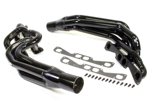 Headers - Conventional Crossover - 1-3/4 to 2 in Primary - 3-1/2 in Collector - Steel - Black Paint - Small Block Chevy - Pair