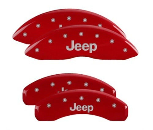 Brake Caliper Cover - Jeep Script Logo - Aluminum - Red Powder Coat - Jeep Grand Cherokee 2011-22 - Set of 4