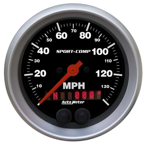 Speedometer - Sport-Comp - 140 MPH - Electric - Analog - 3-3/8 in Diameter - GPS Tracking - Black Face - Each Speedometer - Sport-Comp - 140 MPH - Electric - Analog - 3-3/8 in Diameter - GPS Tracking - Black Face - Each