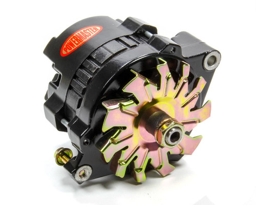 Alternator - GM Style Race - CS121 - 100 amps - 12-16V - 1-Wire - No Pulley - Aluminum Case - Black Powder Coat - GM - Each