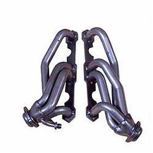 Headers - Shorty - 1-1/2 in Primary - Stock Collector Flange - Stainless - Natural - Small Block Chevy - GM Fullsize SUV / Truck 1996-2000 - Pair