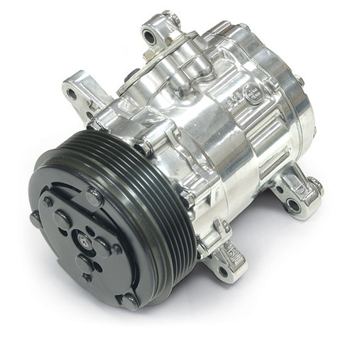 Air Conditioning Compressor - Sanden 7176 Compact - Serpentine Pulley Included - Chrome - Universal - Each