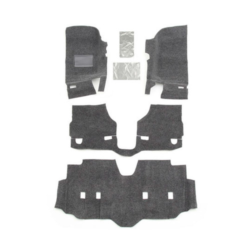 Bed Mat - BedRug Classic Bed Liner - Padded - Hook and Loop Fastener - Cargo / Front / 2nd Row - Heat Shields Included - Composite - Gray - 4-Door - Jeep Wrangler JK 2007-18 - Kit