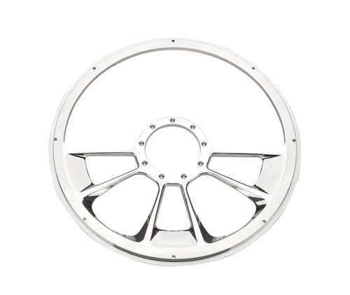 Steering Wheel - Grinder - 15-1/2 in Diameter - 2 in Dish - 3-Spoke - Milled Finger Notches - Billet Aluminum - Polished - Each